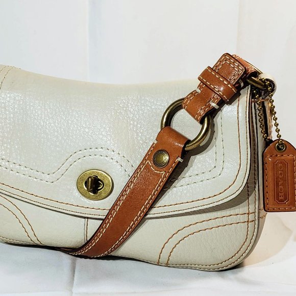 Coach Handbags - Coach Chelsea (10951),  white/tan leather, shoulder bag. Like new